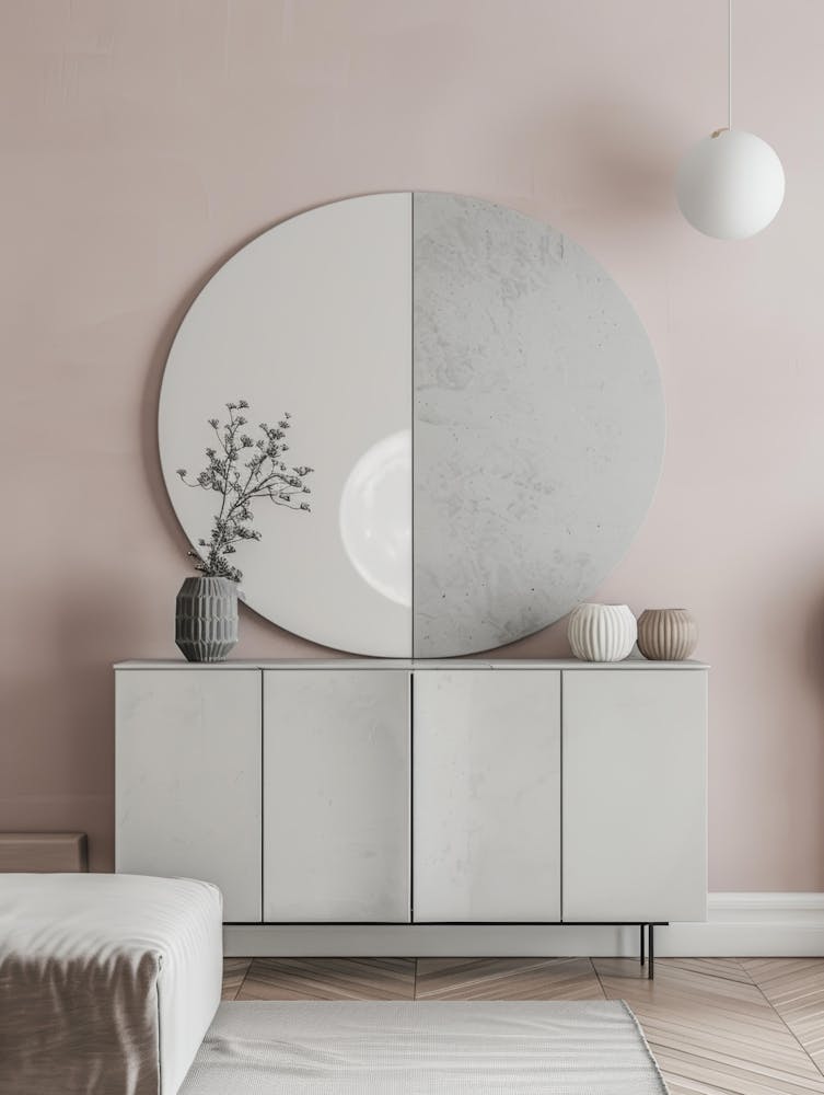 White And Pink Living Room