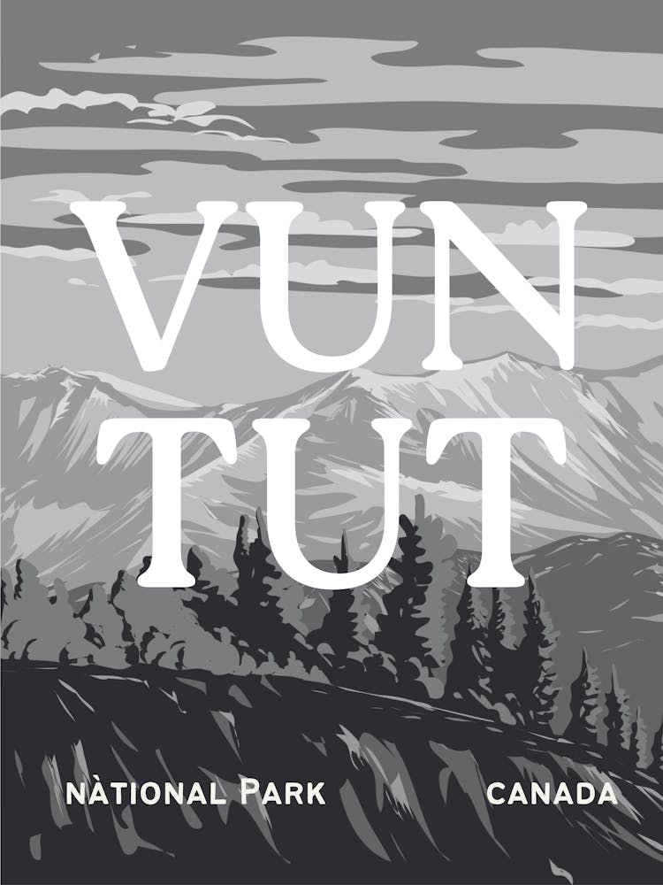 Vuntut Nationalpark | Kanadische Wandkunst | Schwarz & Weiß Reiselandschaft Szenerie Berge