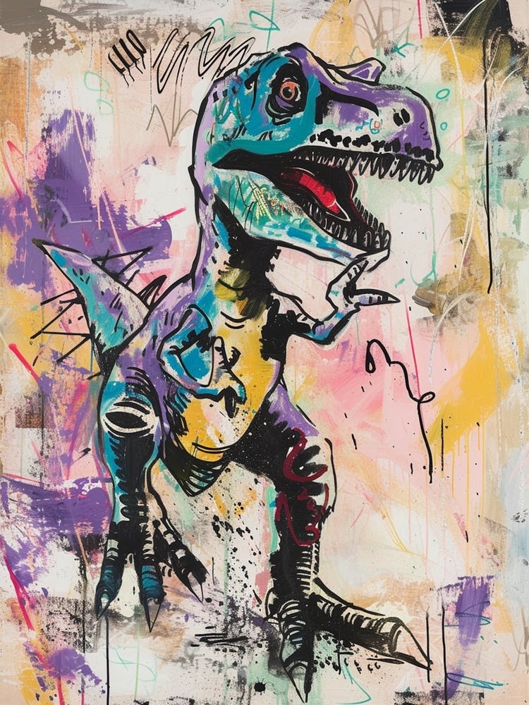 T Rex Dinosaur Lilac Graffiti Brushstroke