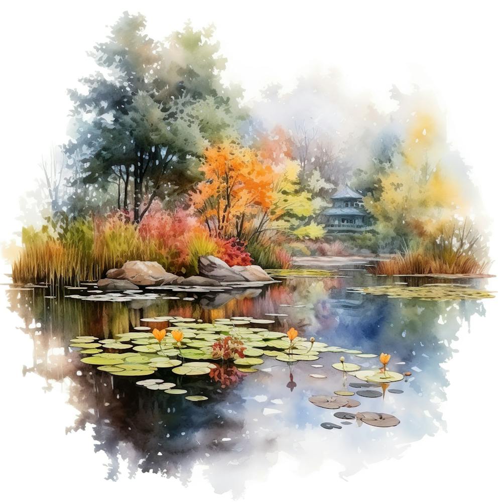 Watercolor Of A Pond