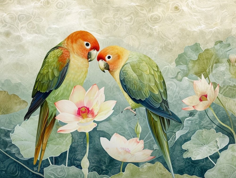Floral Animal Illustration Parrot 3