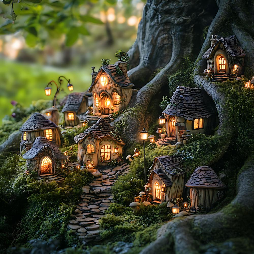 Fantasy Fairy Village Twilight Scene