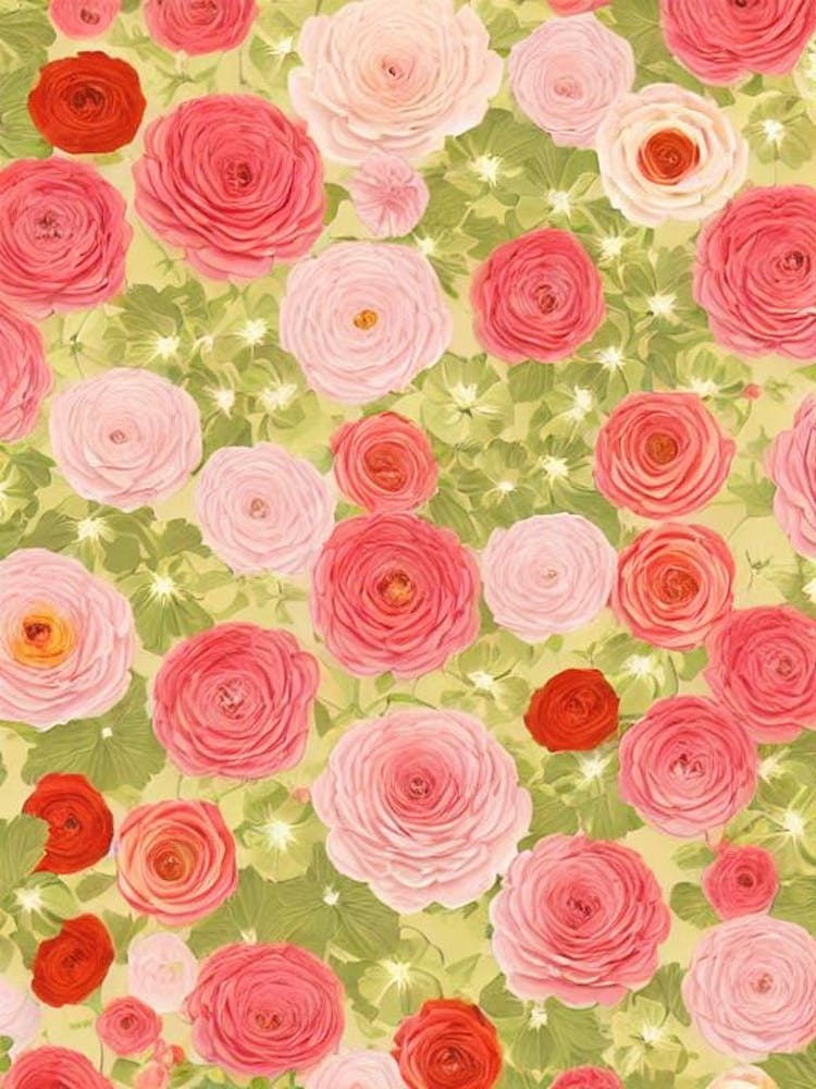 Ranunculus Floral Print Retro Pattern 2 Flower