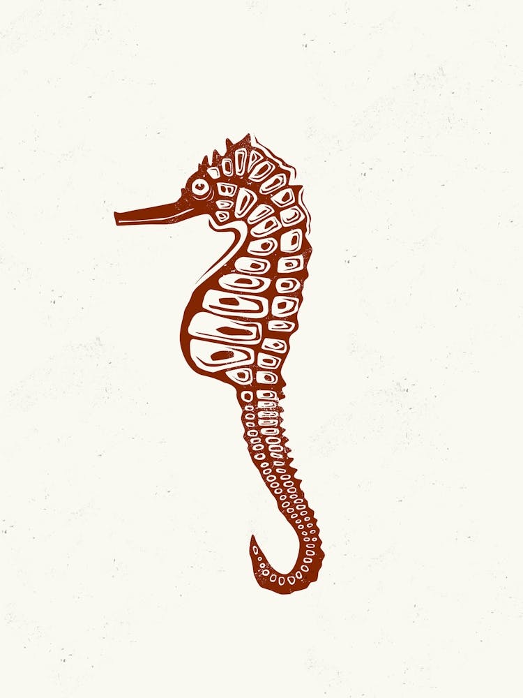 Seahorse Linocut 1