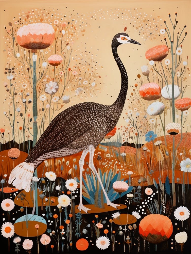 Ostrich 1 Detailed Bird Painting