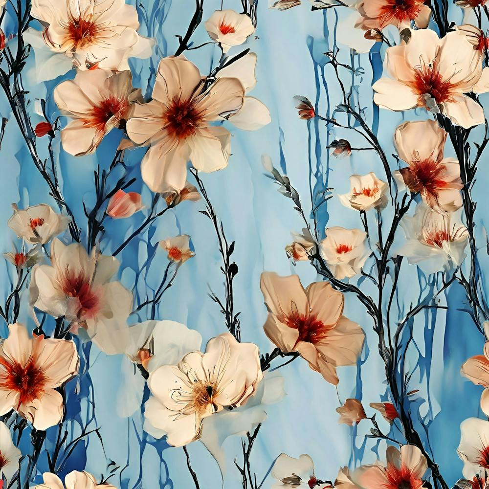 Flowers On A Blue Background 2