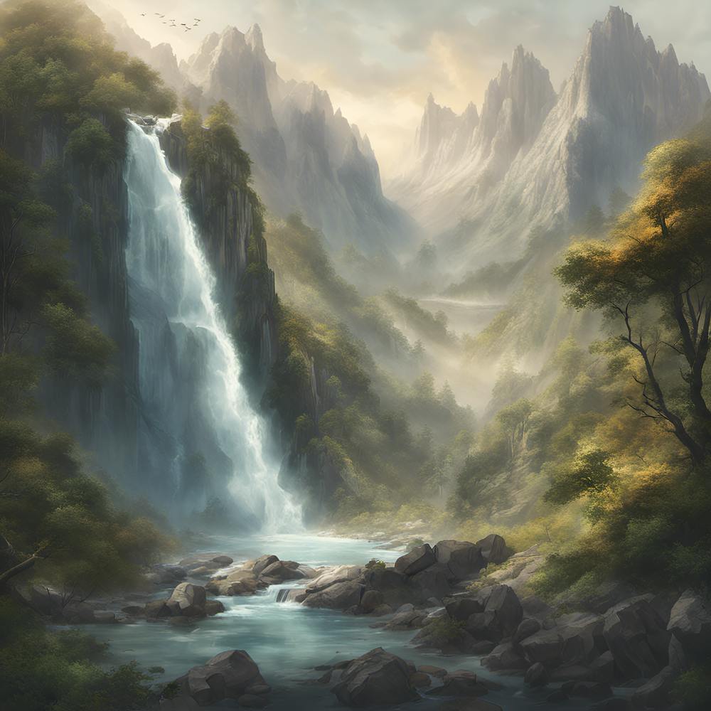 Cascade dans les montagnes