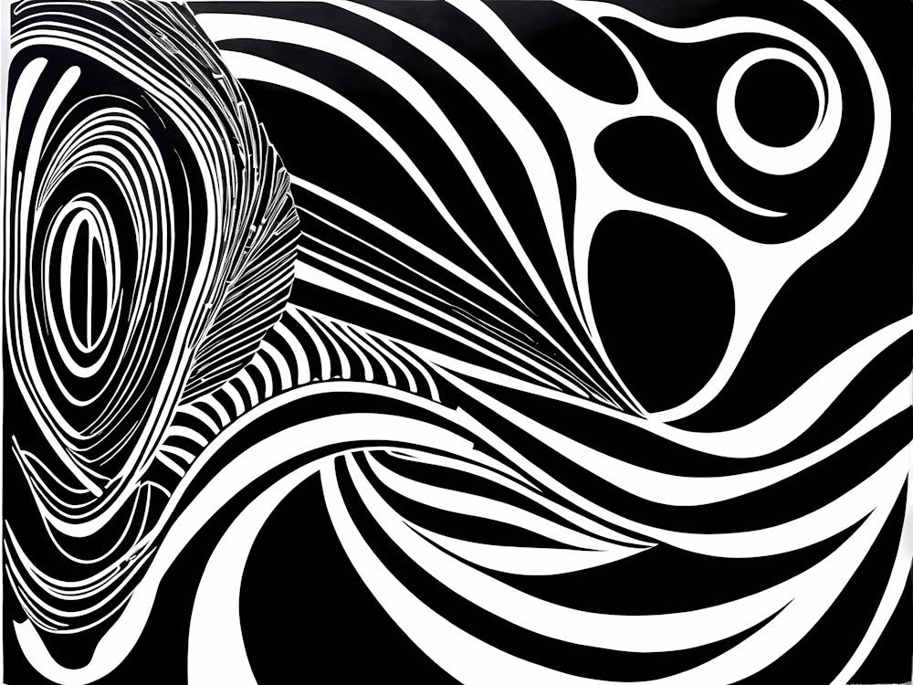 A Linocut Piece Depicting A Mysterious Abstract Shapes art, 179