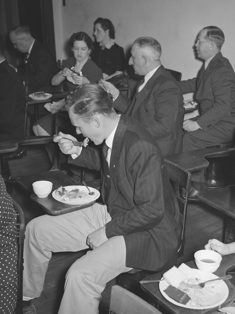 Man Eating Pie At The Buffet Supper Of The Jaycees At Eufaula, Oklahoma, See General Caption Number 25 By Russell