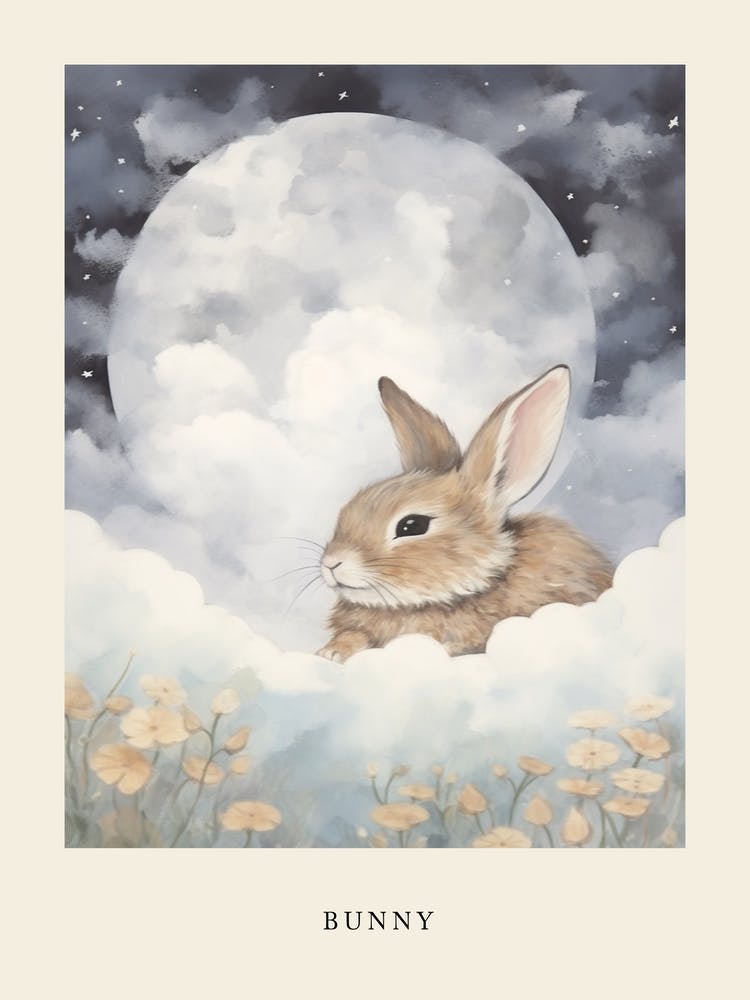 Sleeping Baby Bunny 3 Nursery Poster