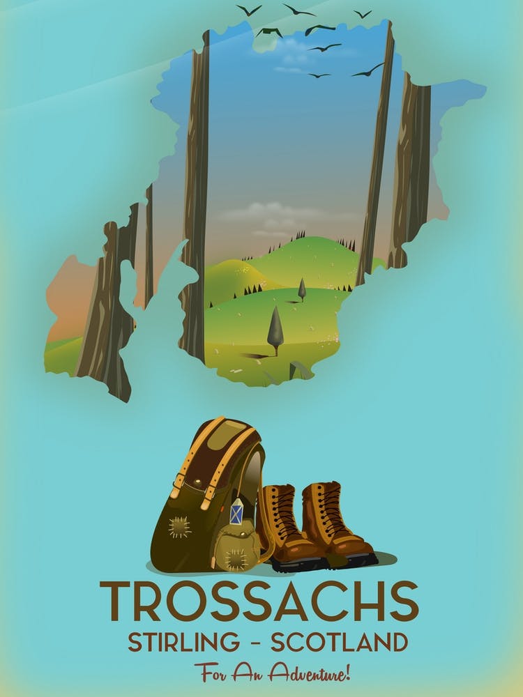 Trossachs Stirring Scotland Travel poster map