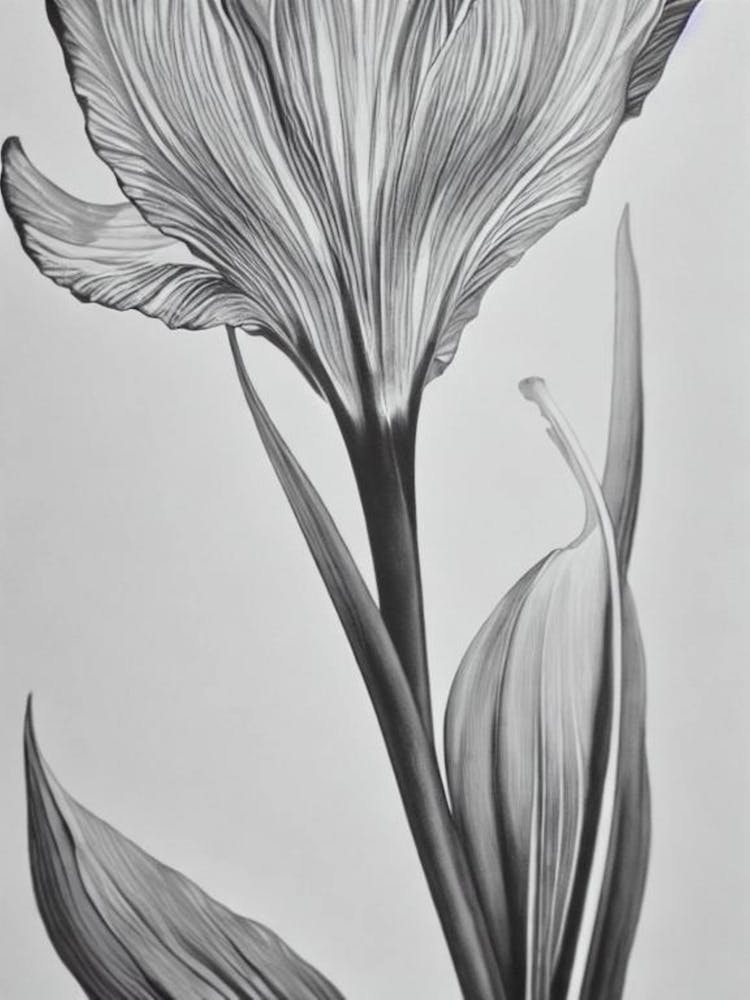 Iris B&W Pencil 3 Flower