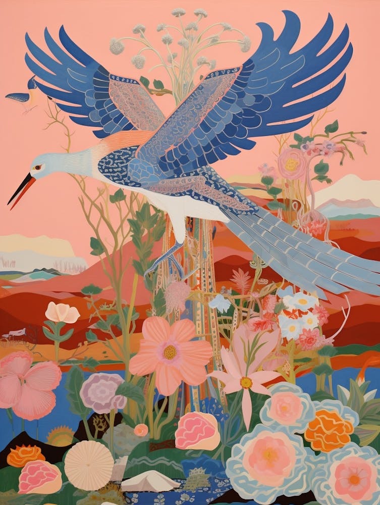 Maximalist Bird Painting Great Blue Heron 3