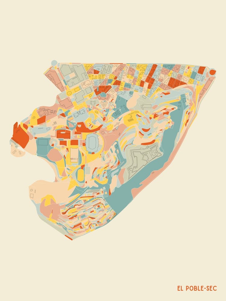 El Poble Sec Barcelona Spain Neighbourhood Map