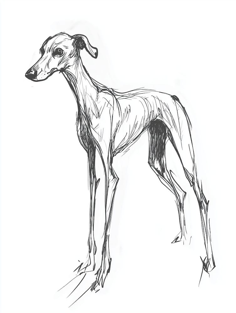 Greyhound Dog Charcoal Line