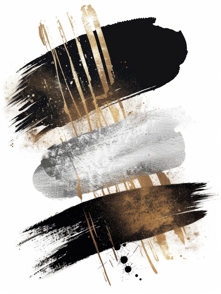 Gold And Black Brush Strokes Canvas Print 1