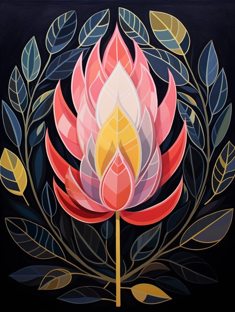 Protea 3 Hilma Af Klint Inspired Flower Illustration