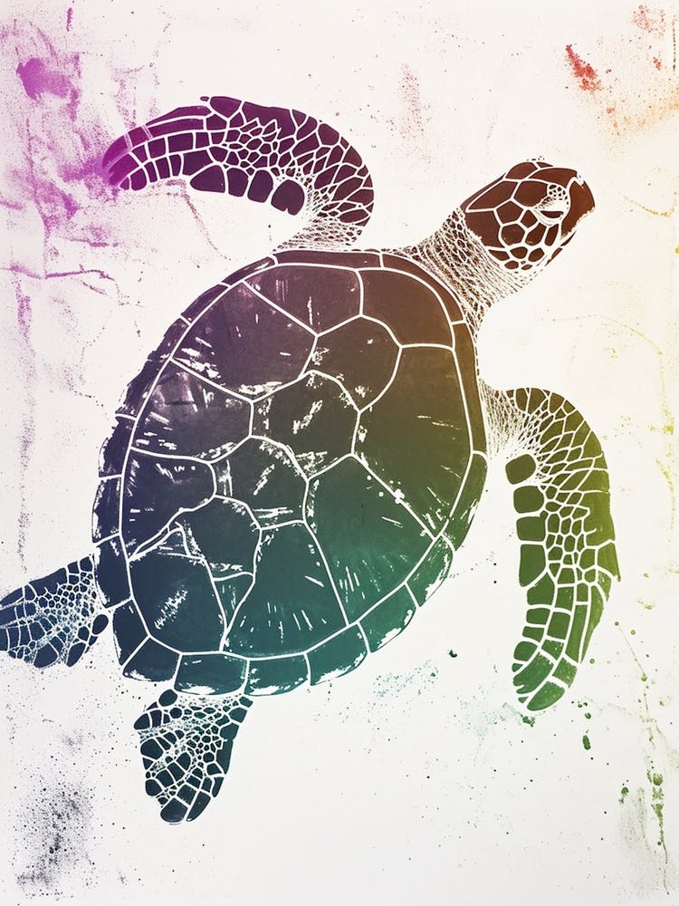 Rainbow Minimal Textured Sea Turtle  1