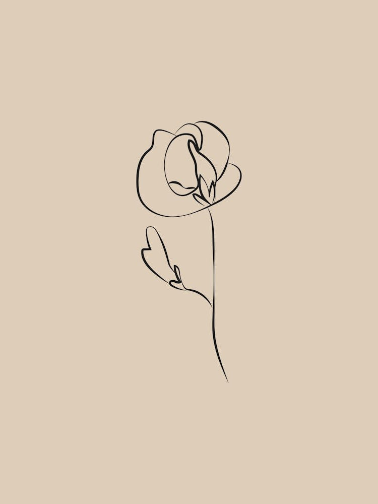 Line Art Flower 2 - Beige