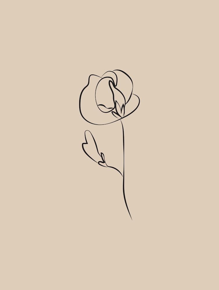 Line Art Flower 2 - Beige