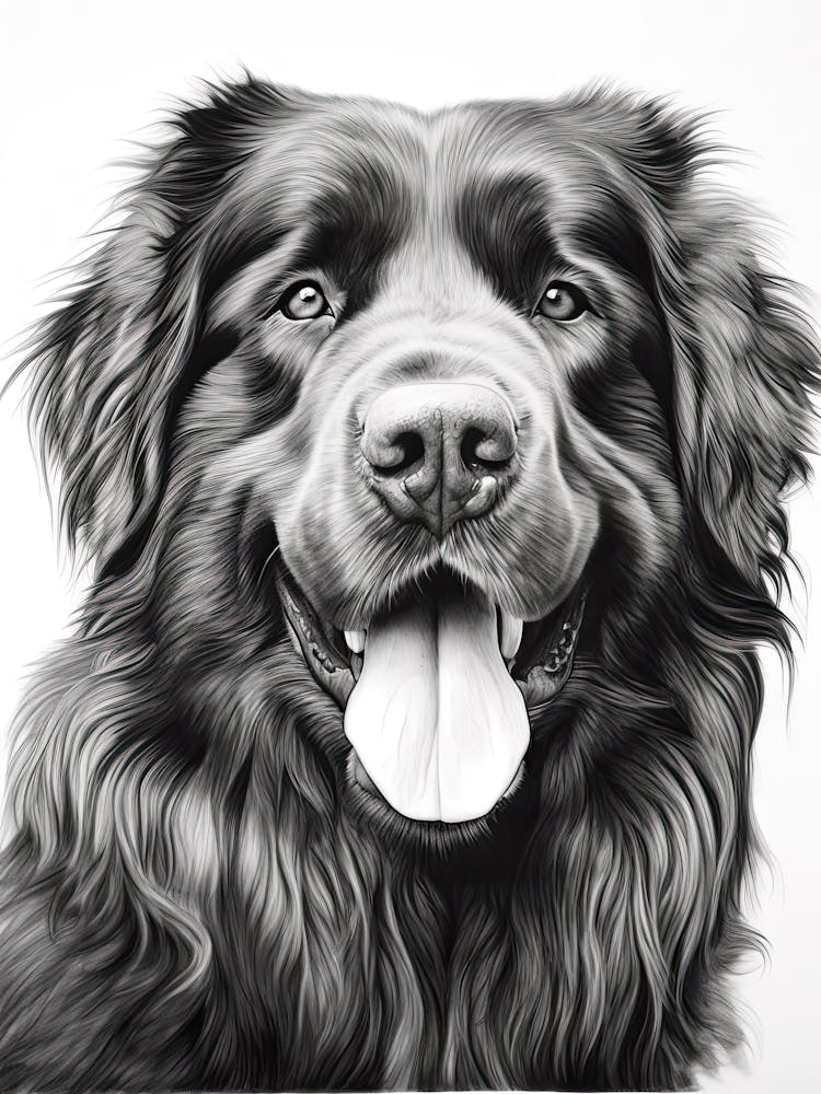 Newfoundland Dog, Line Drawing 1