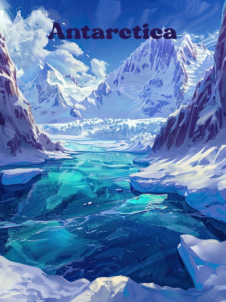 Antarctica South Pole Art Illustration