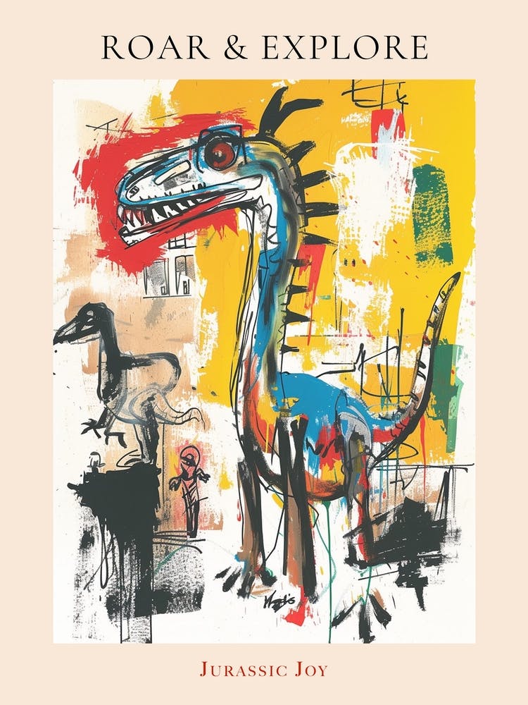 Abstract Dinosaur Yellow Painting Poster