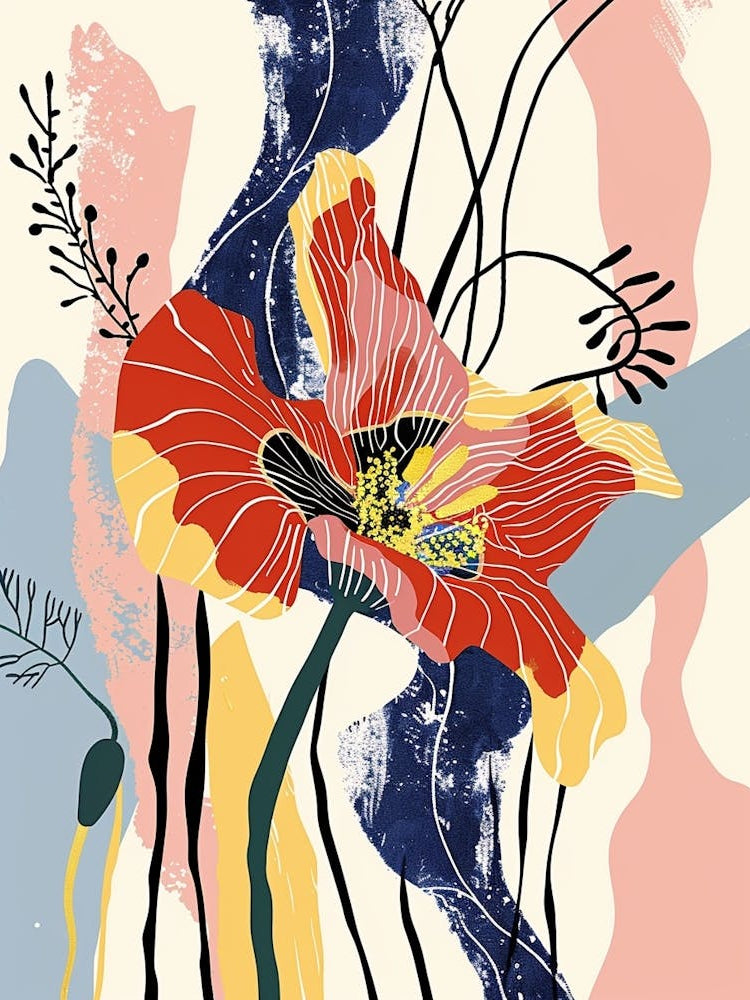 Colourful Flower Illustration Poppy 3
