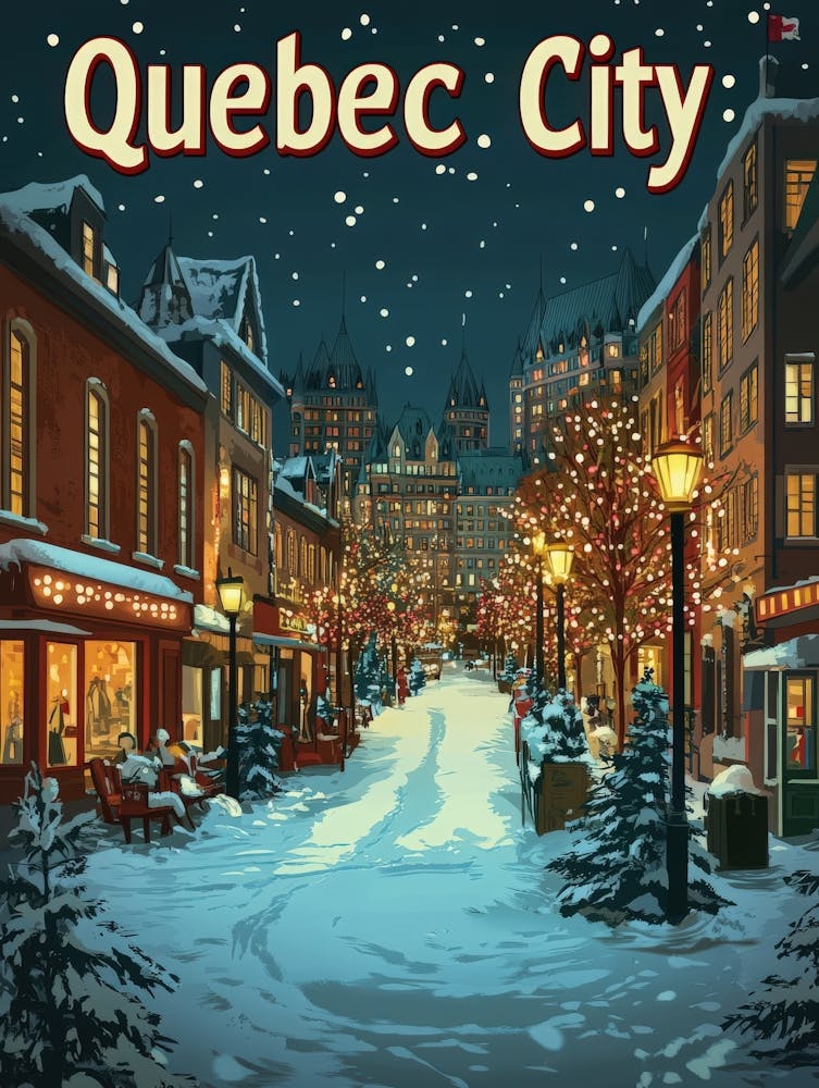 Aihrgdesign A Mid Century Modern Travel Poster For Quebec City 2