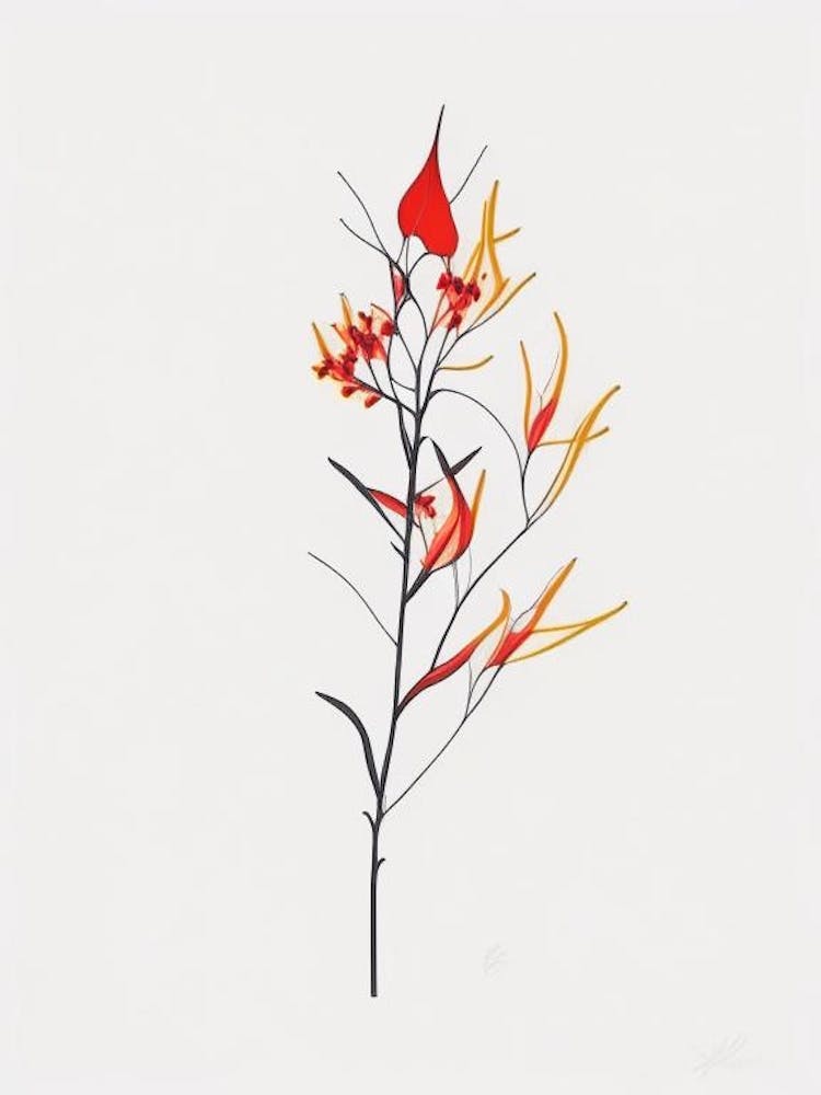 Firethorn Floral Minimal Line Drawing 4 Flower