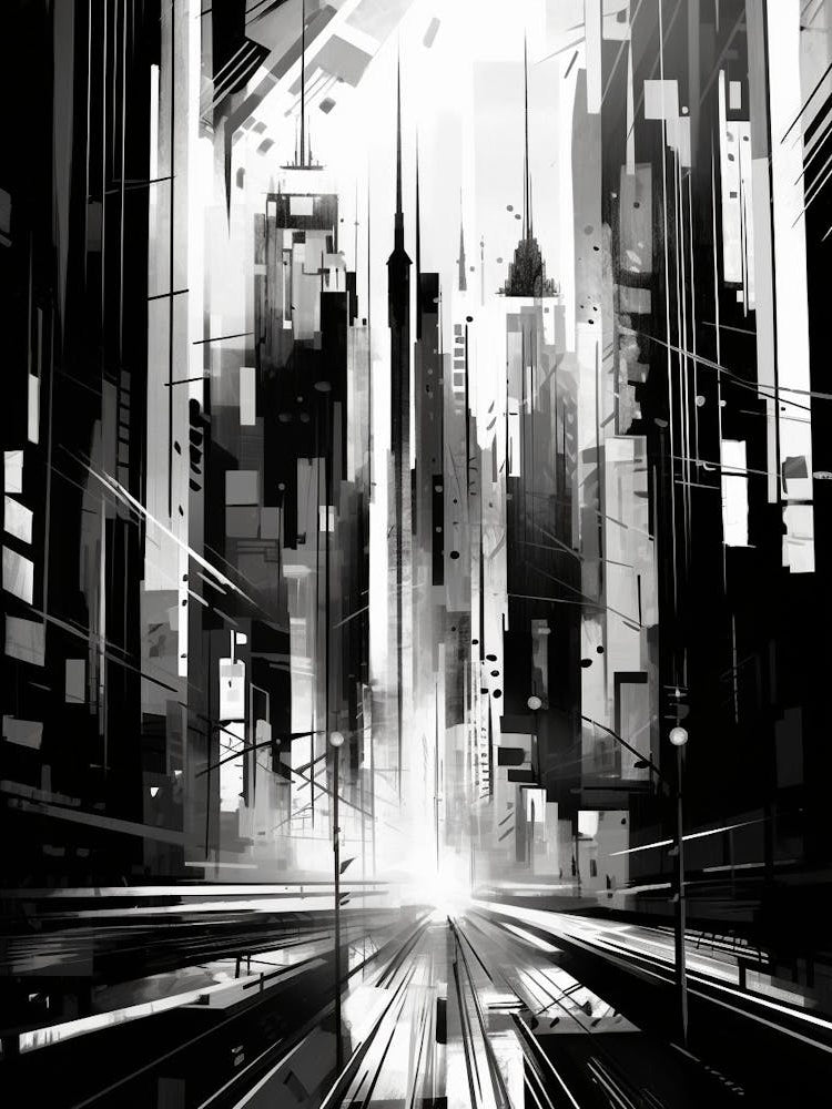 Metropolis Abstract Black And White 1