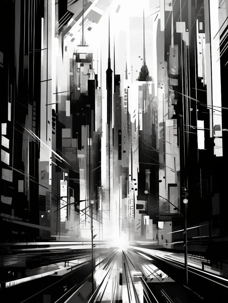 Metropolis Abstract Black And White 1