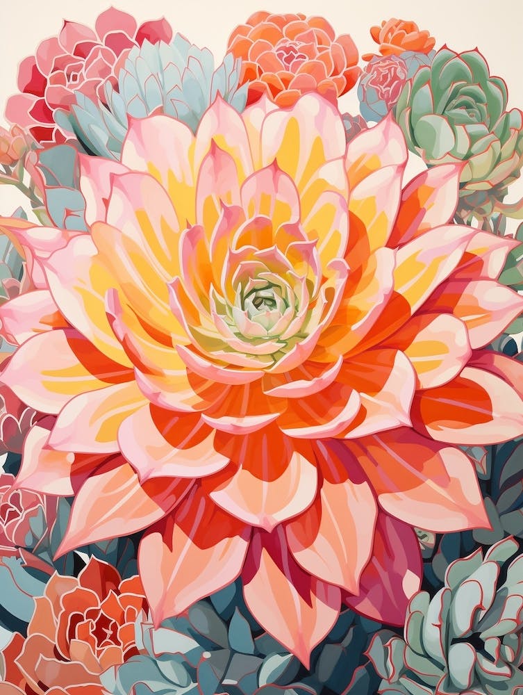 Mexican Style Cactus Illustration Acanthocalycium Cactus 4