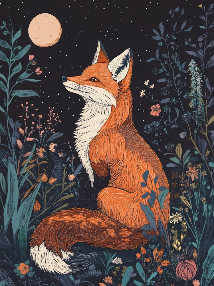 A fox in the moonlight