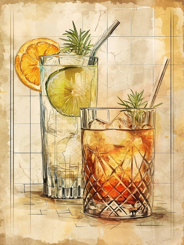 Rosemary Cocktail Watercolour
