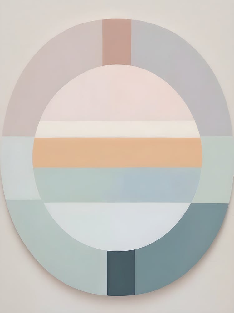 Under - True Minimalist Calming Tranquil Pastel Colors of Pink, Grey And Neutral Tones Abstract Painting for a Peaceful New Home or Room Decor Circles Clean Lines Boho Chic Pale Retro Luxe Famous Peace Serenity