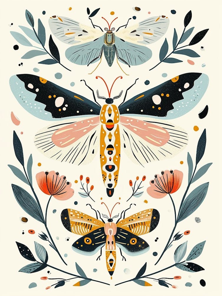 Colourful Insect Illustration Whitefly 1