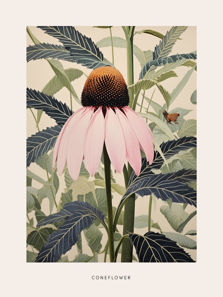 Flower Illustration Coneflower 3 Poster