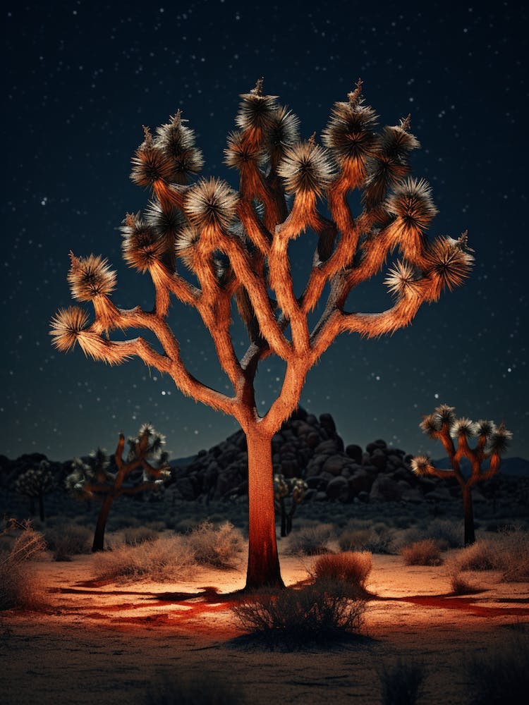  Photograph Of A Joshua Trees At Night  In A Sandy Desert 4