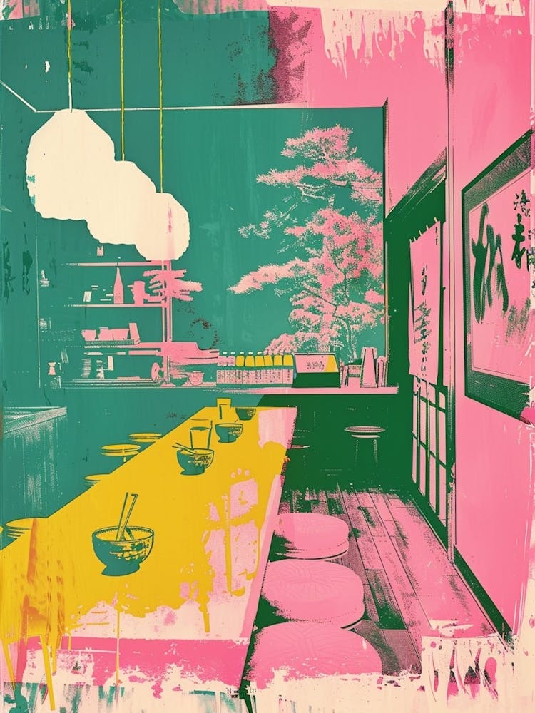 Japanese Restaurant Retro Silkscreen