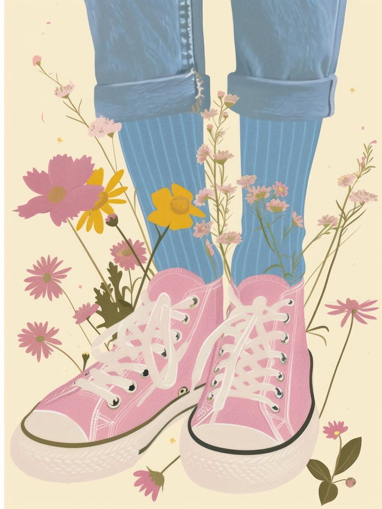 Pink Sneakers And Flowers 3
