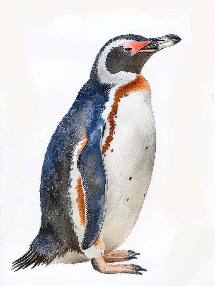 Humboldt Penguin Grytviken Watercolour Painting 1