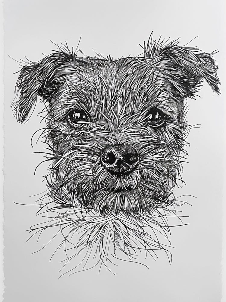 Border Terrier Dog Line Sketch 4