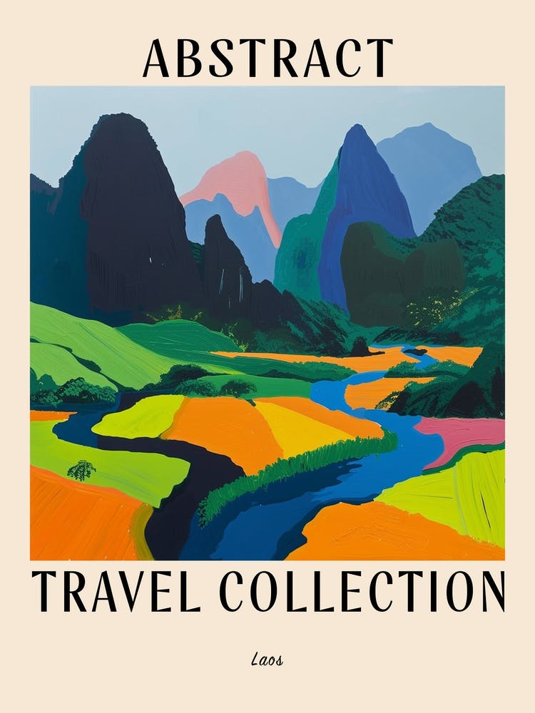 Abstract Travel Collection Poster Laos 2