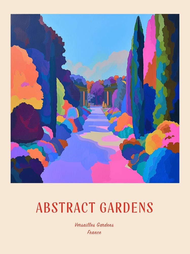 Colourful Gardens Versailles Gardens France 2 Red Poster