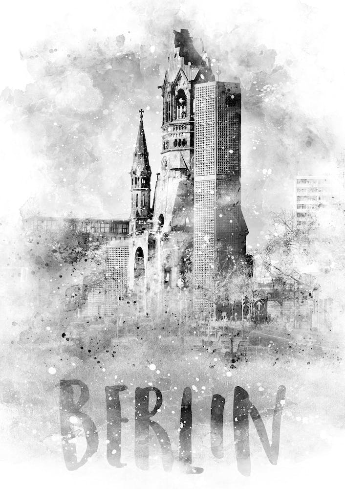 Watercolor Berlin Kaiser Wilhelm Memorial Church