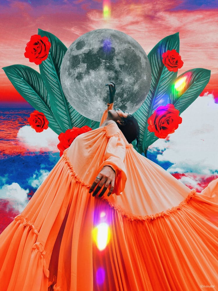 Sunset Worship Beach Collage Orange