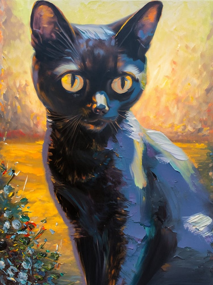 Black Cat Fine Art Oil Painting