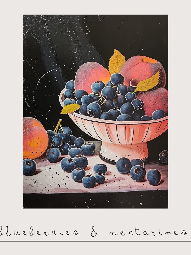Art Deco Blueberries & Nectarines Poster