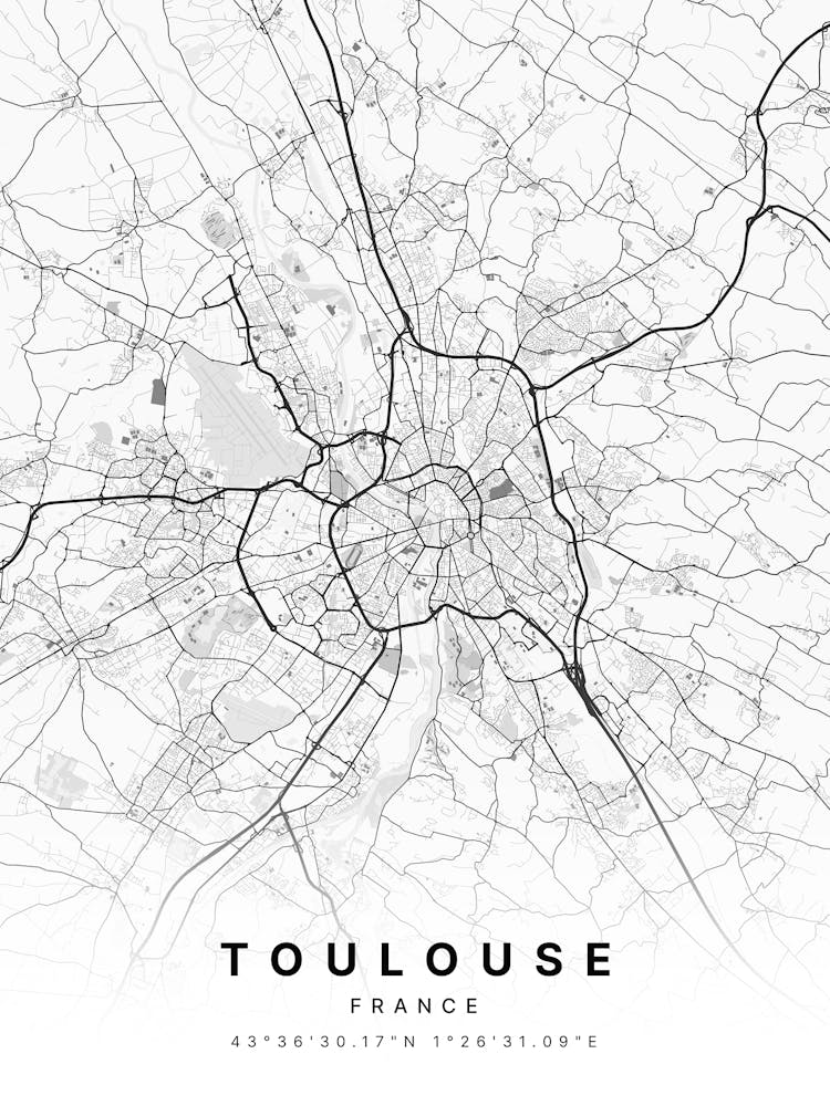 Toulouse Frankreich Weiße Karte